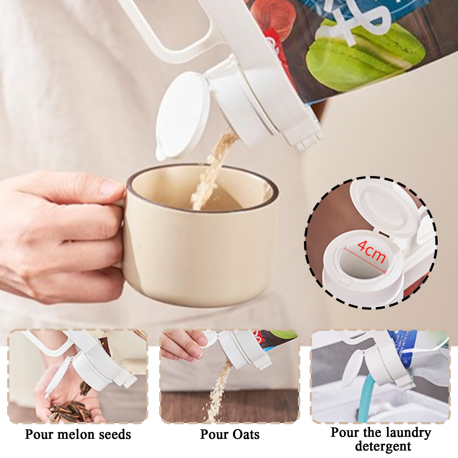 2 Clips pour Sac avec Bec Verseur, Clips de Fermeture avec Bec Verseur, Pinces de Fermeture pour Sacs, pour Emballage, Bonbons, Collations
