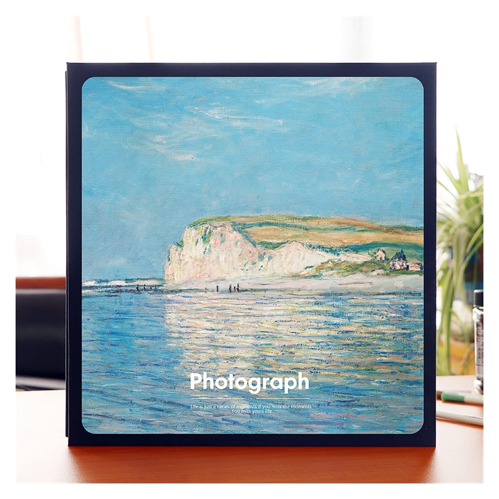 ZXHStore Self-Adhesive Photo Album, DIY Magnetic Family Album, Fabric Frame Cover, 40 White Pages, for Christmas, Valentine's Day Gifts