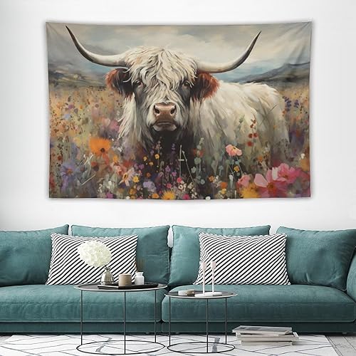 Miniatura 3 de FeoYoed Tapiz para colgar en la pared, decoración estética para dormitorio, sala de estar, tapices de arte de pared, animales de las tierras altas,