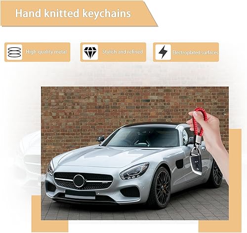 Miniatura 5 de Augeny Llavero de cuero de microfibra trenzada para automóvil, cuerda tejida de metal con anillo en D giratorio de 360 grados y destornillador,