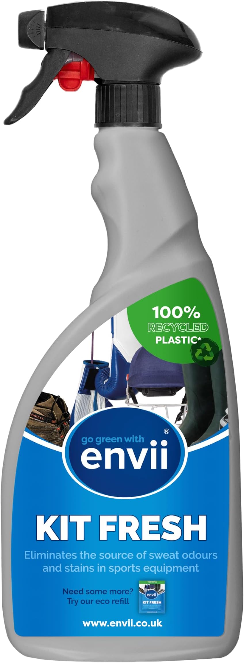 Envii Kit Fresh – Effective Sweat Odour Remover for Clothes & Sports Equipment, Natural Boxing Glove Deodoriser Spray to Use on Trainers, Gym Kit & Clothes, Shoe Odour Eliminator 750ml Spray