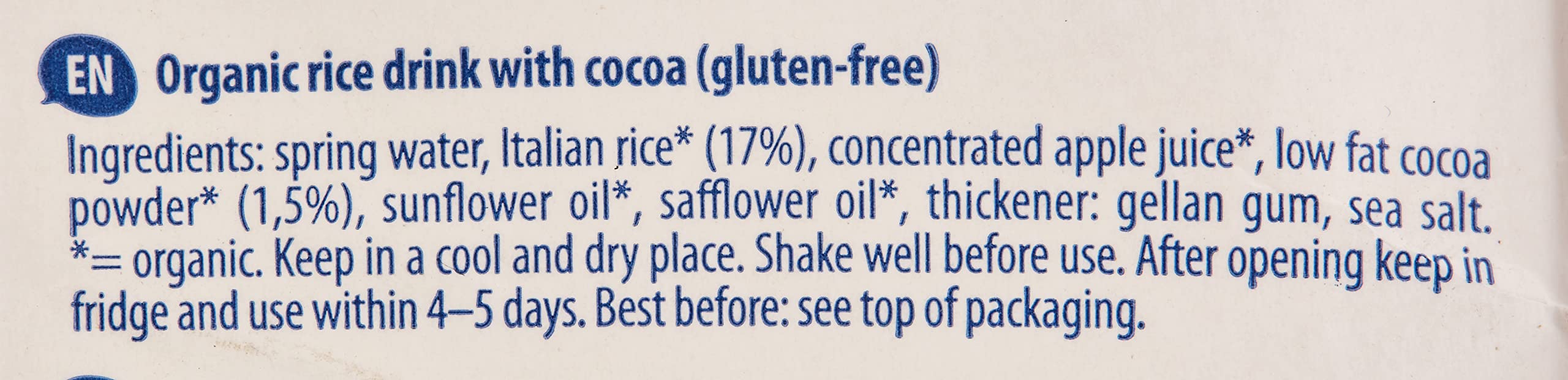 Bio Leche de Arroz Choco 1000 ml Bebida Vegetal Sin Lácteos