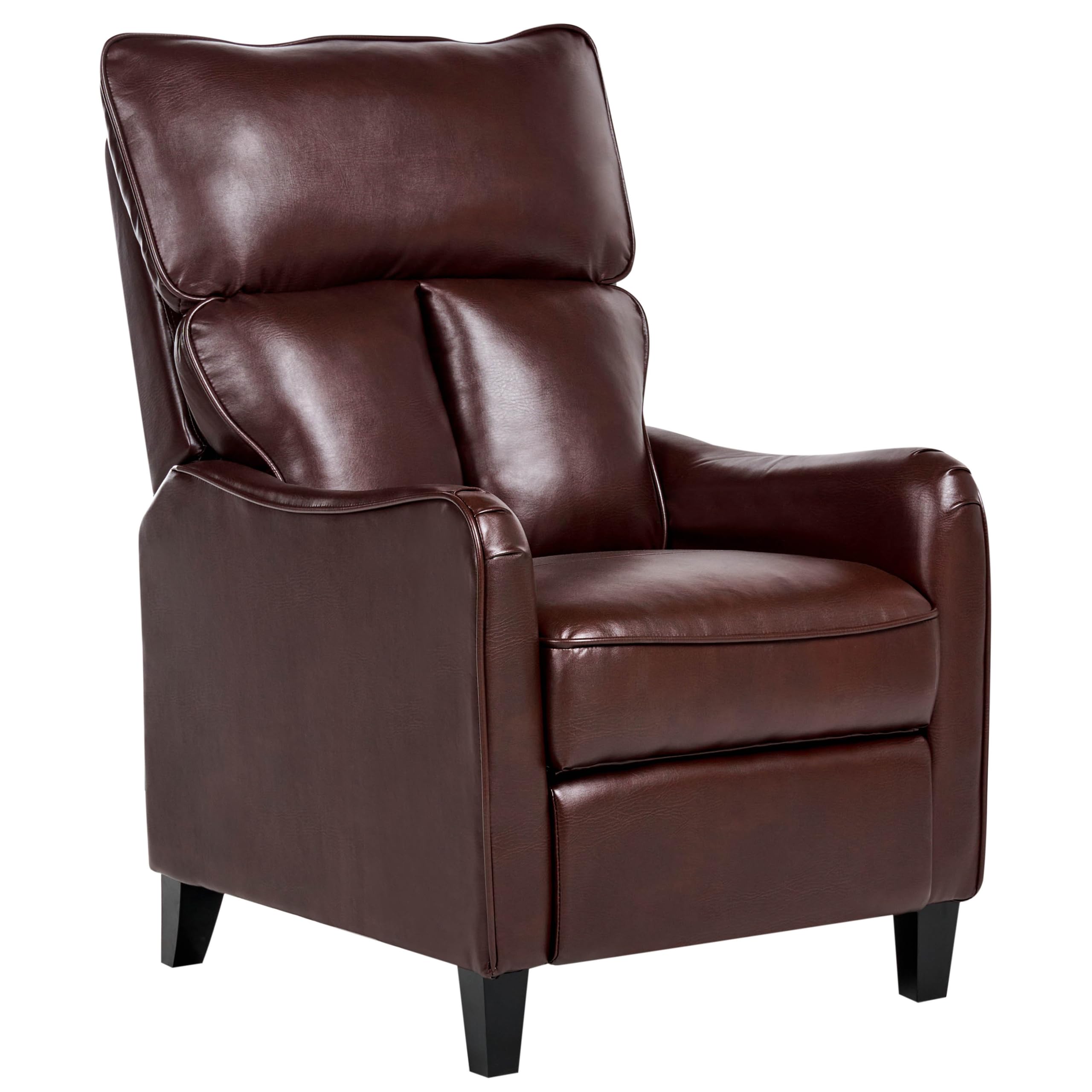 Beliani Fauteuil TV Relax en Cuir PU Marron Foncé avec Dossier et Repose-Pied Réglables Confort d'Assise Luxueux et Design Traditionnel