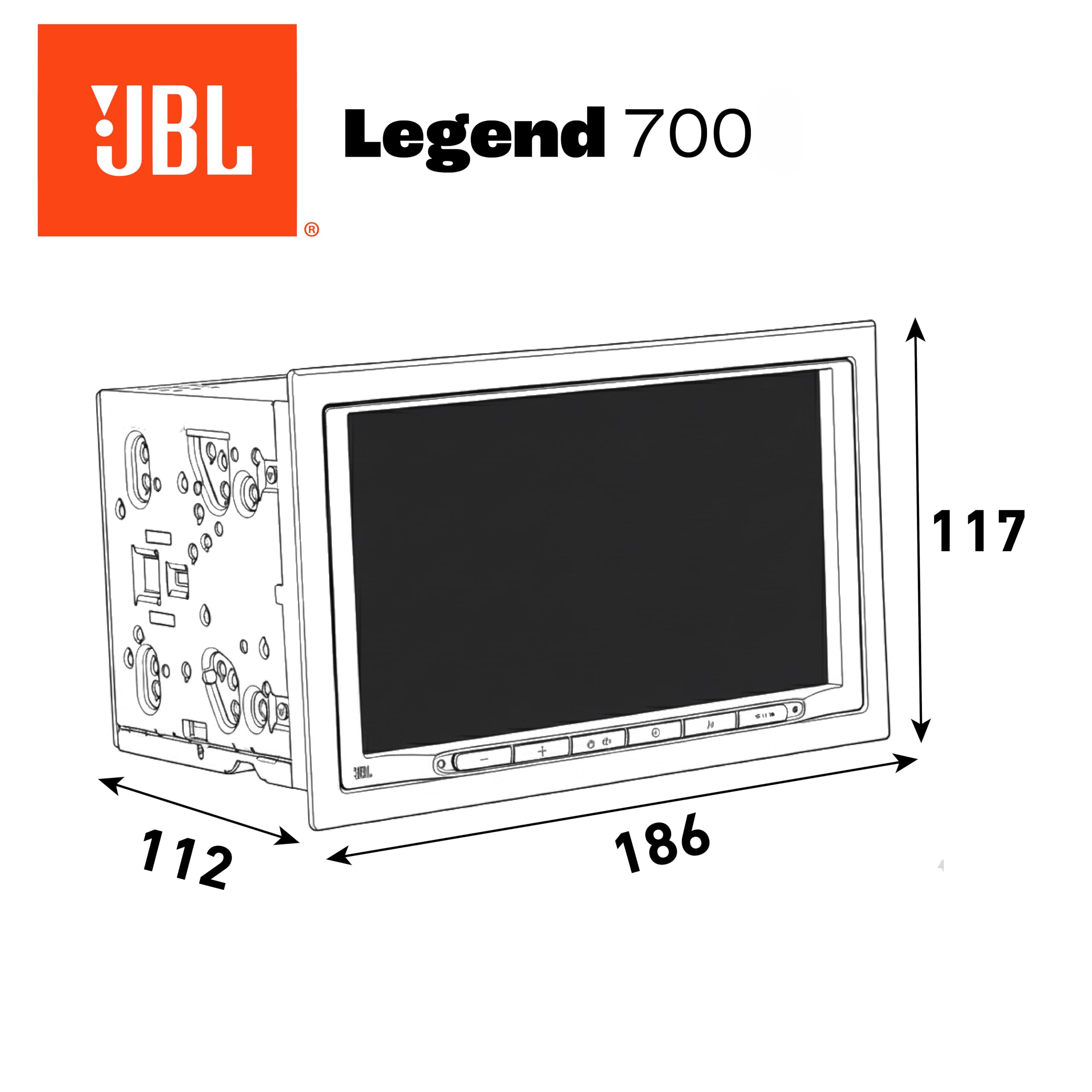 JBL - Autoradio Legend 700 | 4 x 50 W max, Bluetooth 5.0, écran tactile 7 in, USB, AUX, AM/FM RDS, 30 présélections, 6 sorties RCA 4 V, EQ 16 bandes