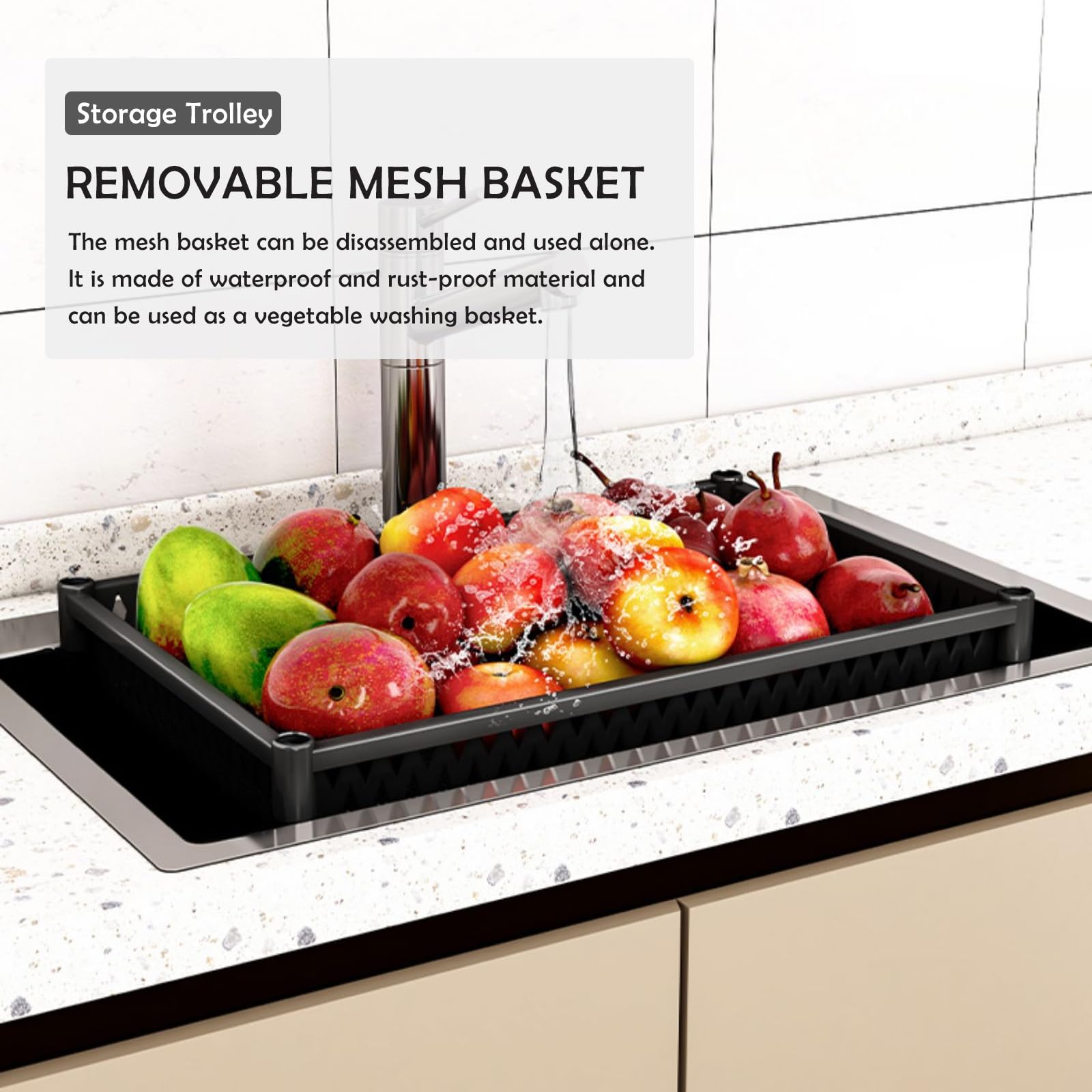 Carrito de Almacenamiento rodante de plástico de 5 Niveles - Estantería móvil para organizar Cocina, baño y lavadero - Color Blanco, diseño Compacto, fácil Movilidad