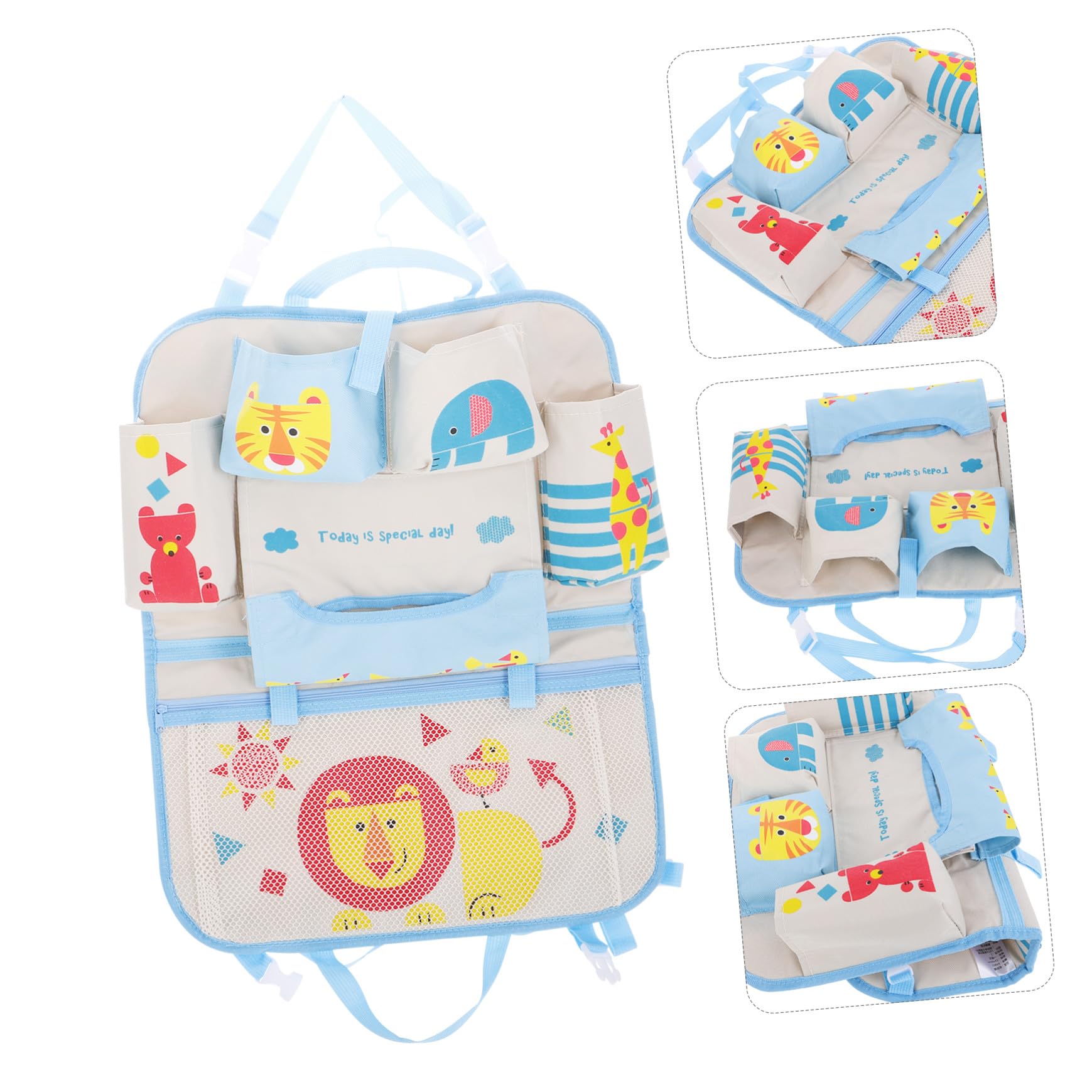Bolsillo Trasero de Coche Organizador de Asiento con Bolsillos Portabotellas y Almacenamiento para Juguetes para Viajes Familia
