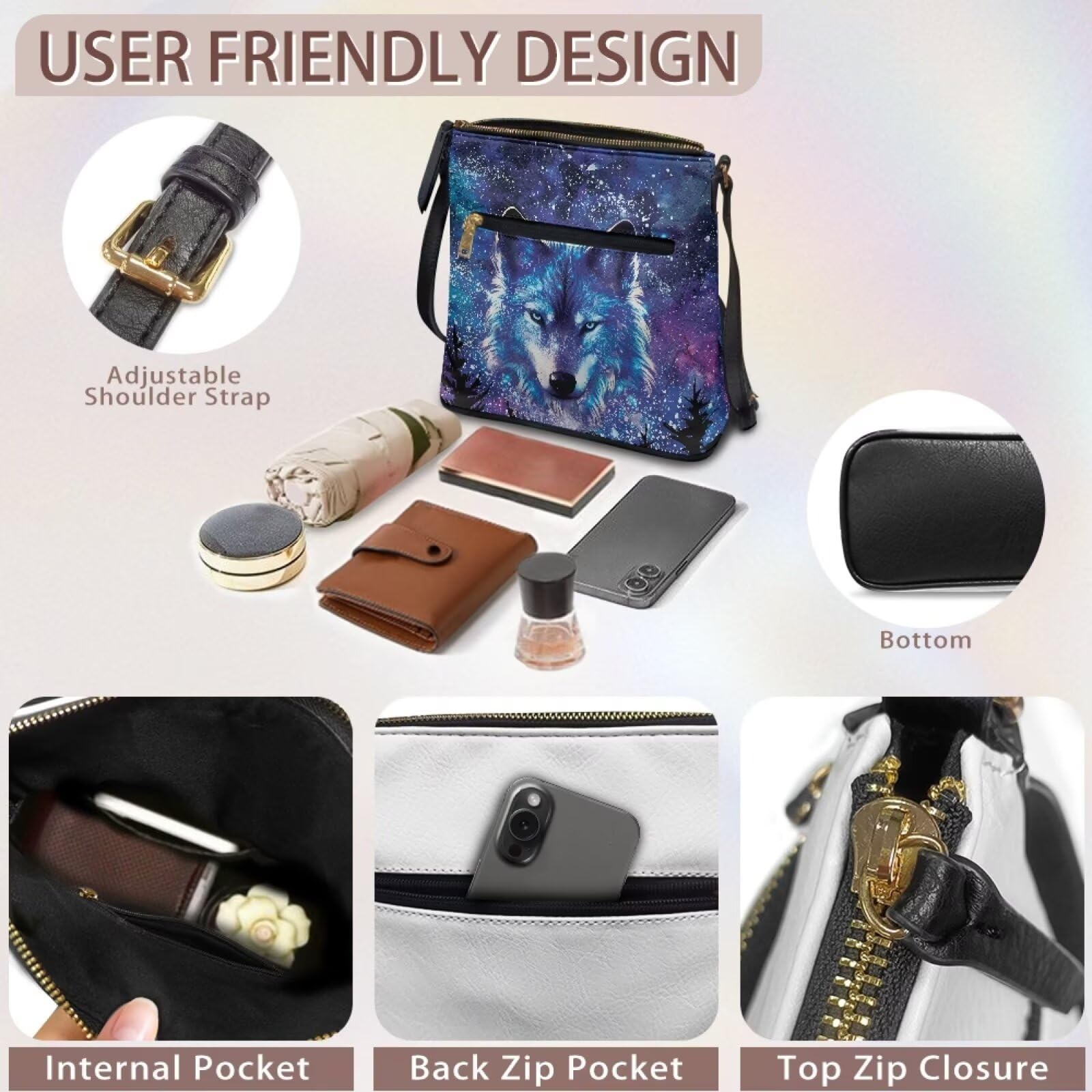 chaqlin Bolso bandolera grande para mujer, de cuero, para Navidad, bolso de hombro