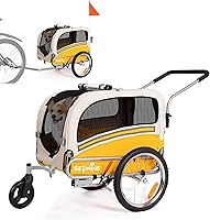 Vista 10 de Sepnine 2 en 1 Remolque de Bicicleta para Mascotas con una Rueda de Carrito de 15 cm Adecuada para Perros Pequeños y Medianos, Capacidad de Carga
