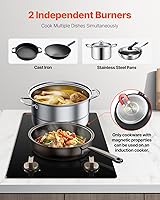 Vista 2 de VEVOR Induction Cooktop, 1800W Electric Countertop Burner, 2 Burner Knob Control Stove, Built-in Induction Cooktop with 12 Temperature Settings