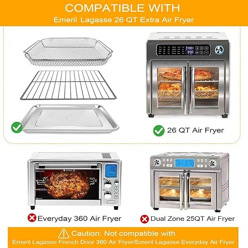 Miniatura 4 de Juego de 3 piezas para hornear sartén, cesta de alambre para Emeril Lagasse 26QT freidora de aire extra grande horno tostador de convección,