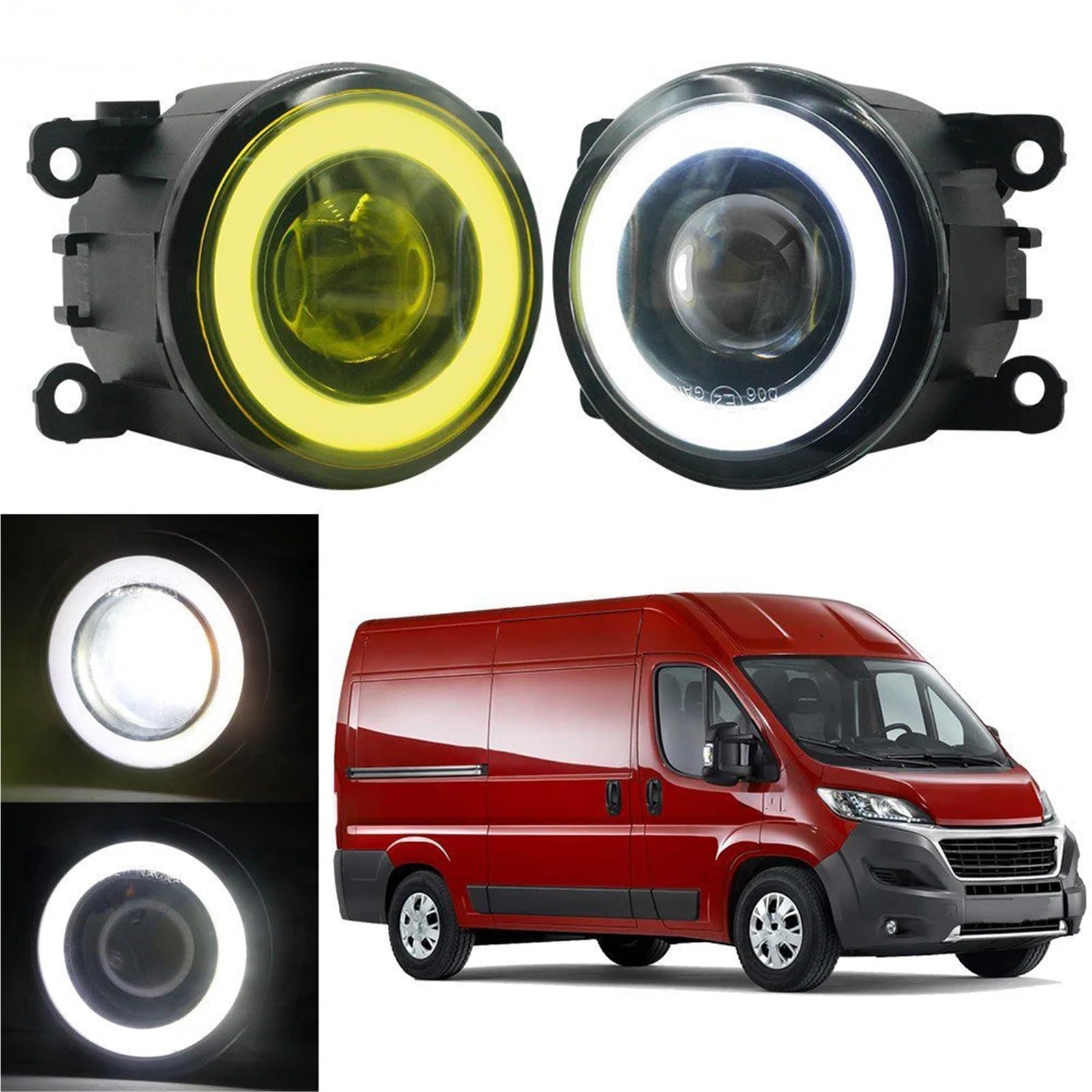 Faros Antiniebla Para Fiat Para Ducato 250 290 06-2023 2X30W H11 Luz Antiniebla Con Ojo Ángel DRL Lámpara LED Coche Circulación Diurna 3000LM Antiniebla Delantero(White)