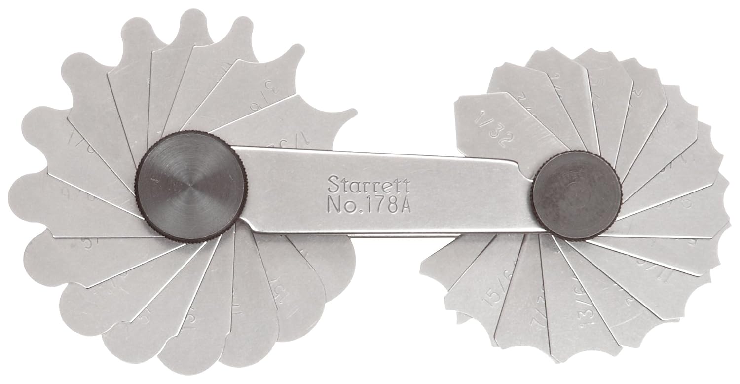 Starrett 178A Inch Reading Fillet Or Radius Gauge With Locking Device, 1/321/4" Range, 1/64