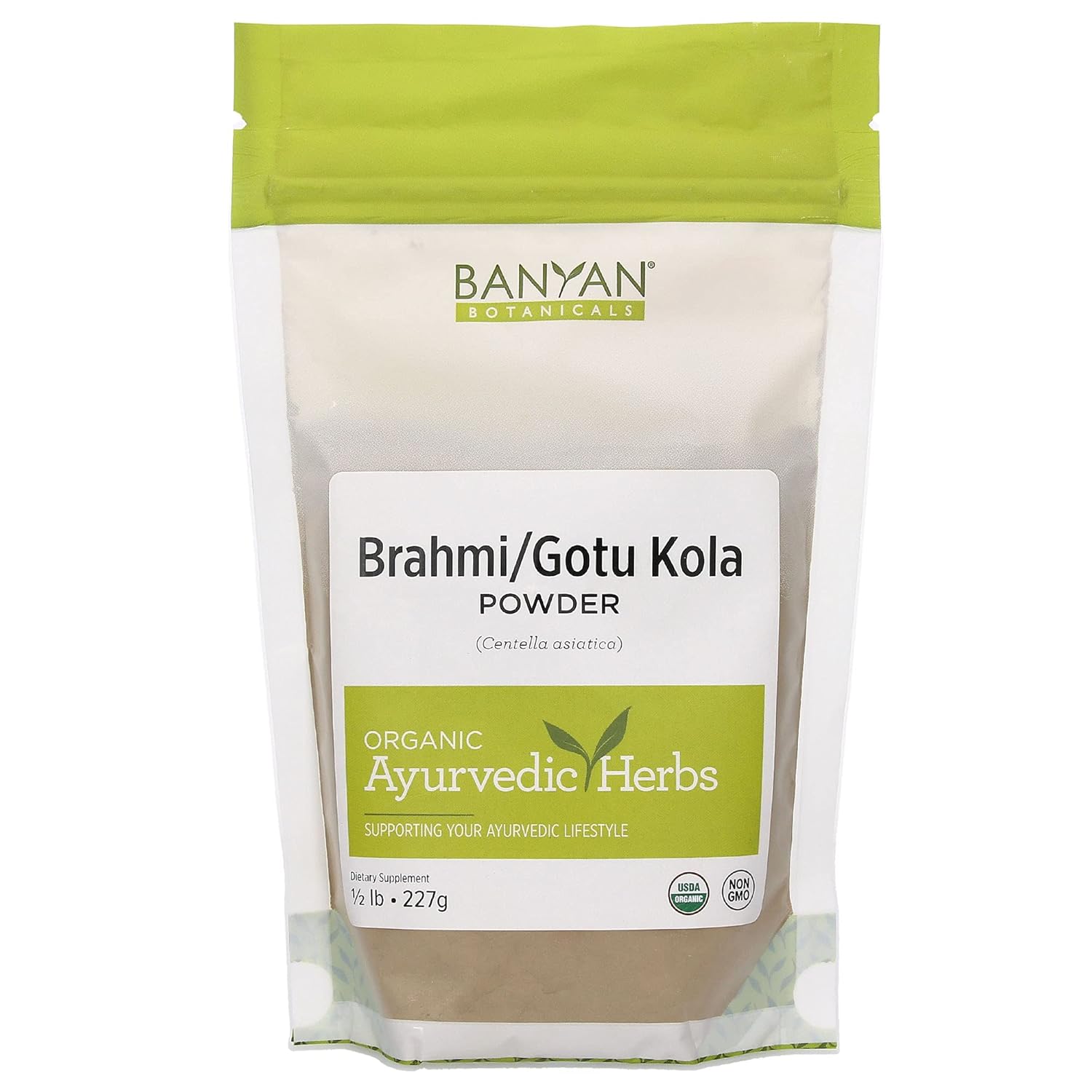 Banyan Botanicals Pó de Brahmi/Gotu Kola – Centella Asiatica Orgânica – Apoio à Foco, Concentração, Alerta e Calmaria Equilibrada* – 227 g – Não-OGM Sustentável