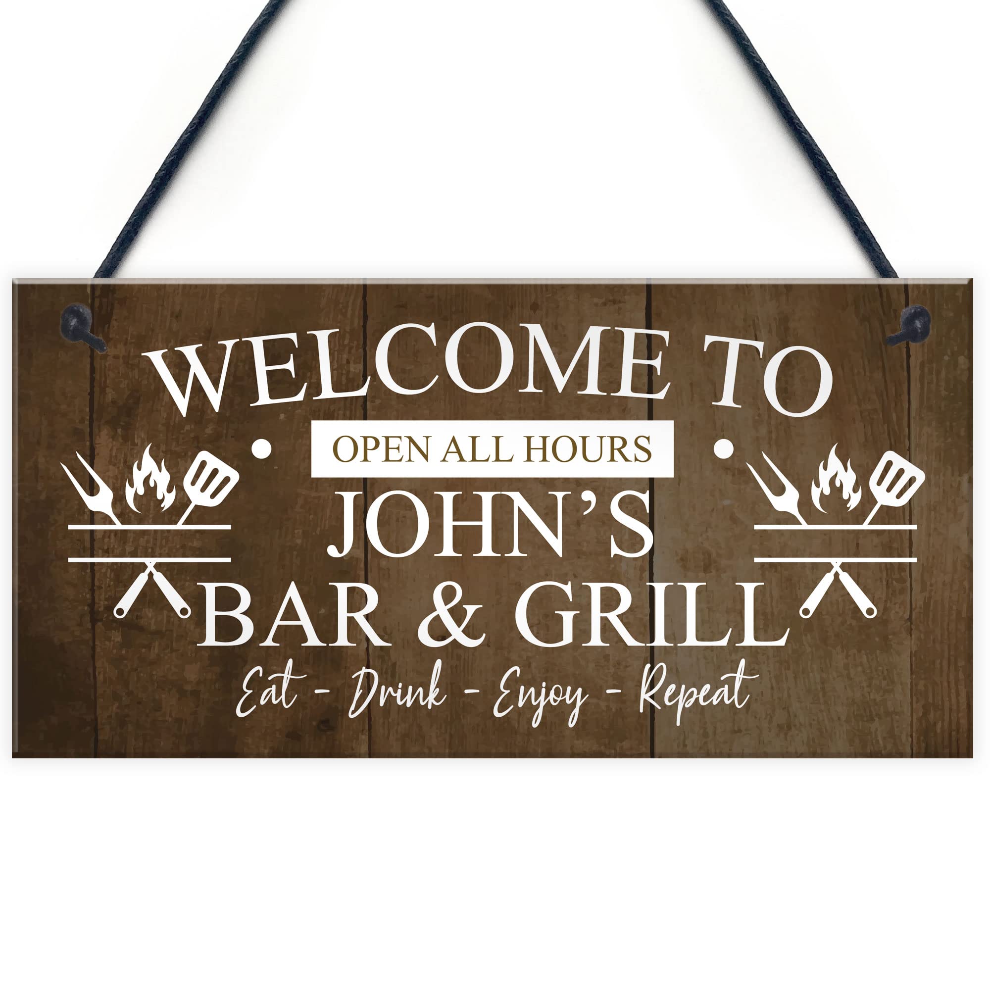 Red Ocean Vintage Bar And Grill Man Cave BBQ Shed Sign Personalised Beer Alcohol Gift Plaque