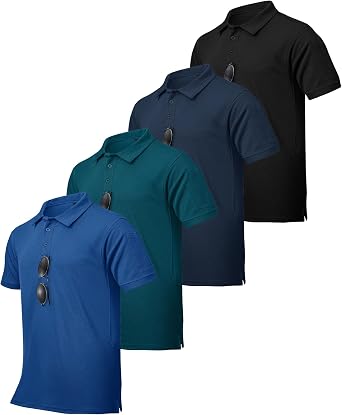 ZITY 4 Pack Mens Polo Shirt Short Sleeve Athletic Performance Tactical Shirts for Men Outdoor Sport Work T-Shirt