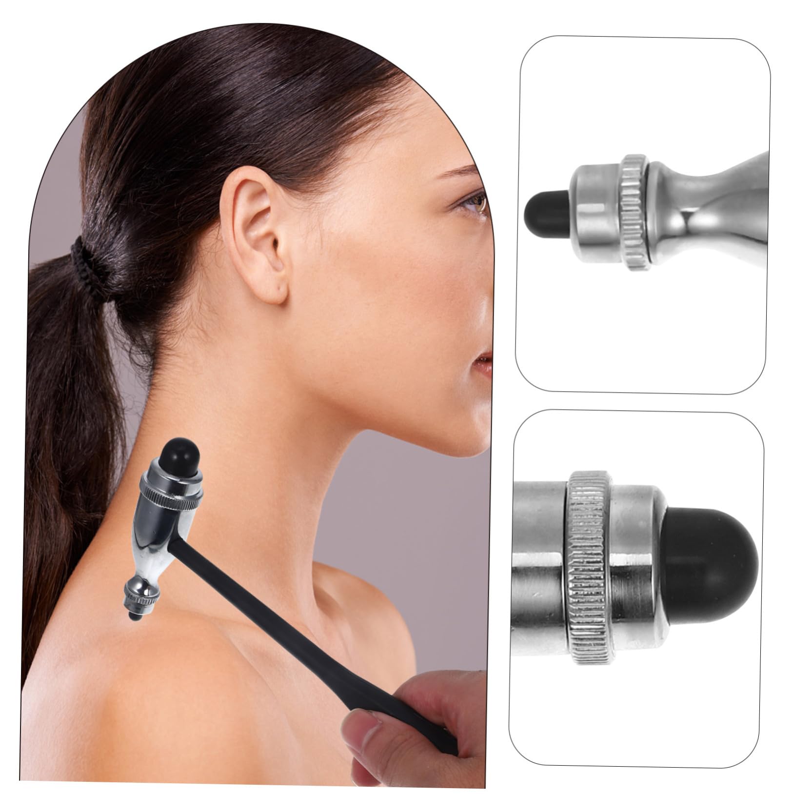 Cabilock Martillo De Prueba De De 4 Piezas Económico Médico De Percusión Neurológico Portátil Práctico De Acero Inoxidable Color Negro