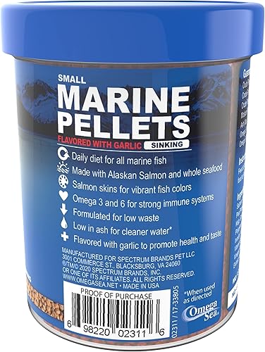 Miniatura 5 de Omega One Gránulos pequeños de hundimiento Garlic Marine, 4.5 oz.