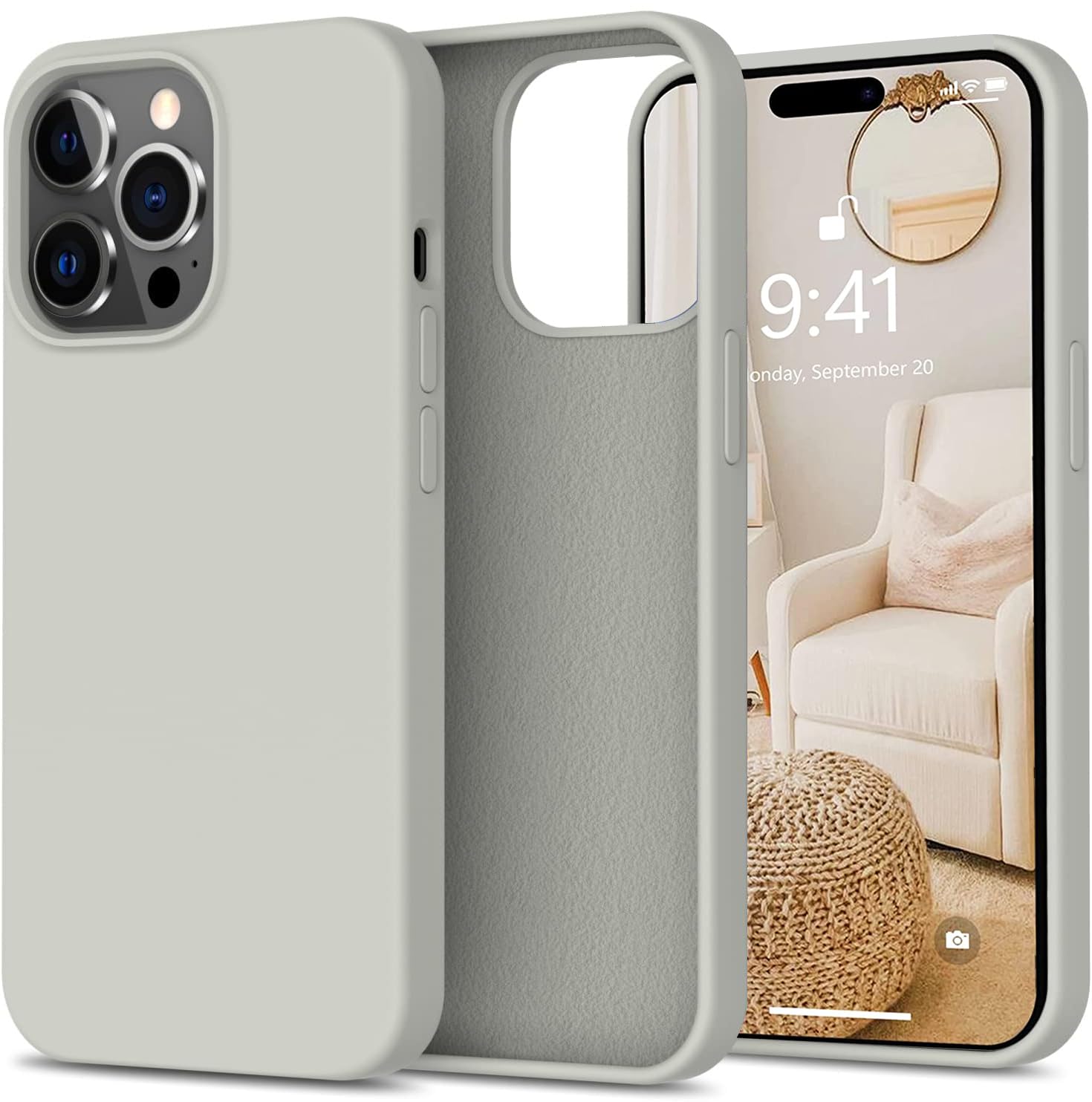 LOXXO® Microfiber Candy Case Compatible for iPhone 14 PRO MAX, Shockproof Slim Back Cover Liquid Silicone Case, Stone Grey (B0C8YVN3BQ) Amazon Price History, Amazon Price Tracker