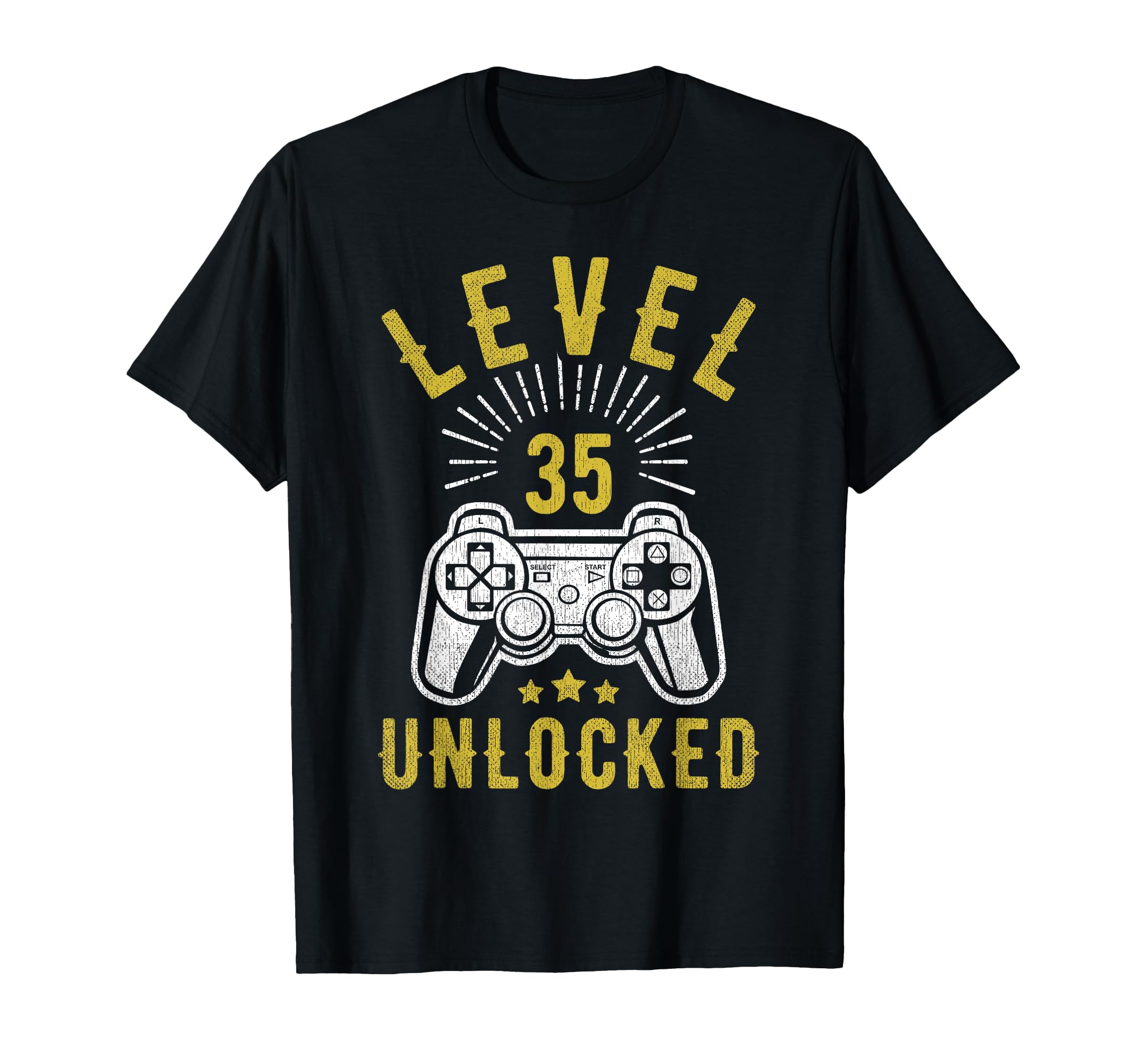 Level 35 Unlocked Funny 35th Birthday Shirt Men 35 Years Old T-Shirt