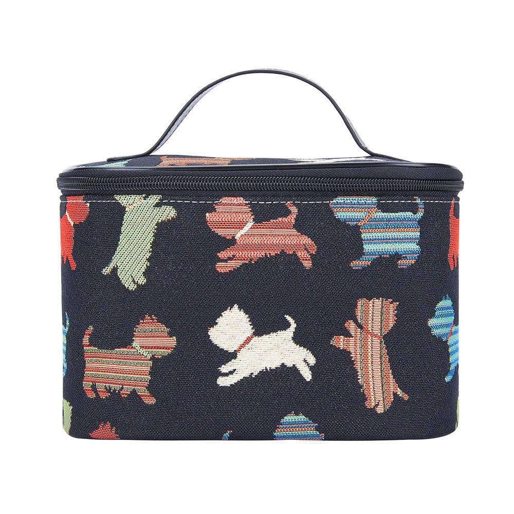 Signare Tapestry Arazzo Porta Trucchi da Viaggio, Borsa Trucco Trousse Make up Borsa Beauty Case Donna con Disegni di Cani