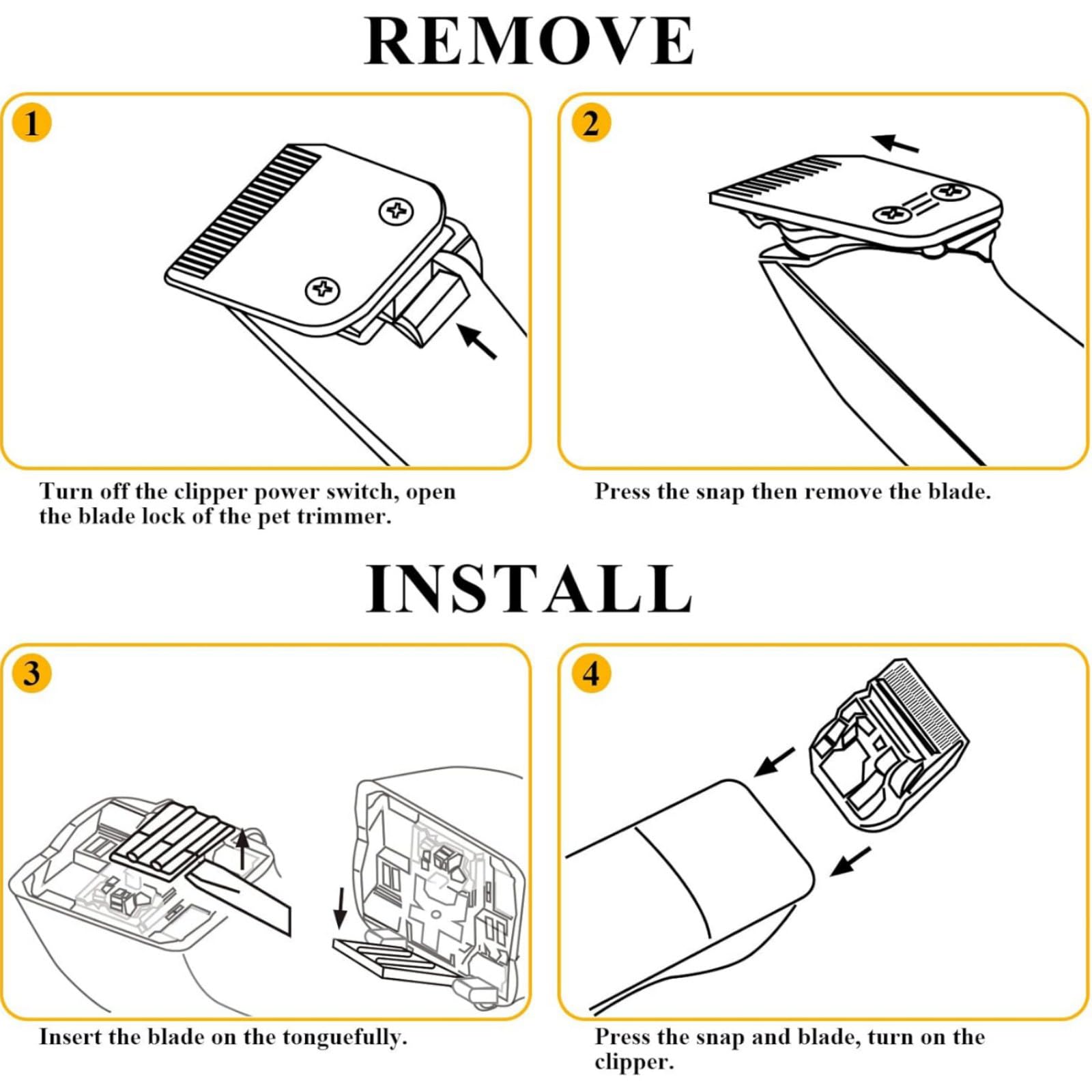 5F Clipper Blade Detachable Dog Grooming Blades for Andis Dog Clippers, Length 1/4'' (6.3mm)