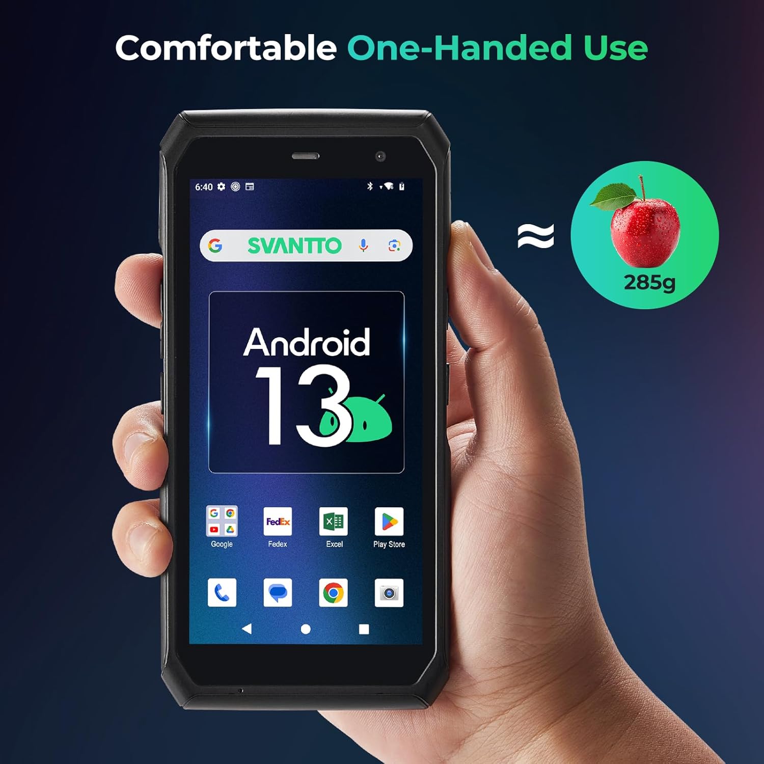 SVANTTO PDA held in one hand, showing its lightweight design