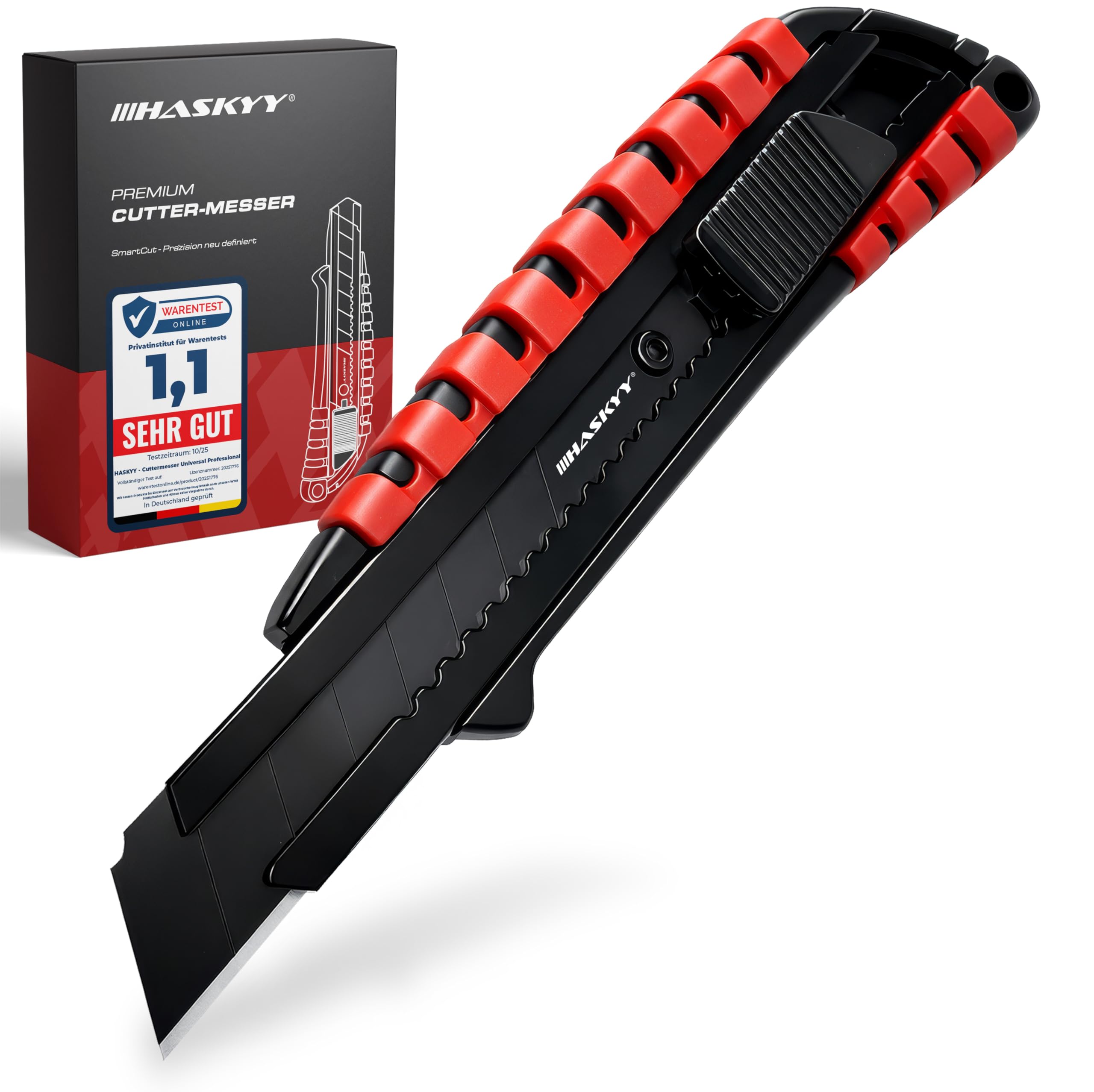 HASKYY Cuttermesser Universal Professional 18mm mit Extra scharfer SK5 Klinge Cutter Messer Abbrechklinge Kartonmesser Teppichmesser