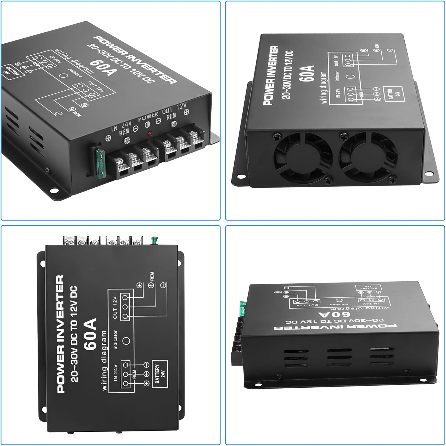 MEIRIYFA DC 24v to 12v 60A Power Converter Inverter,DC Step Down 24v to 12v 720W Large Power Supply Converter Car Voltage Electric Buck Regulator Reducer for Motor Car Truck Vehicle Boat Solar System