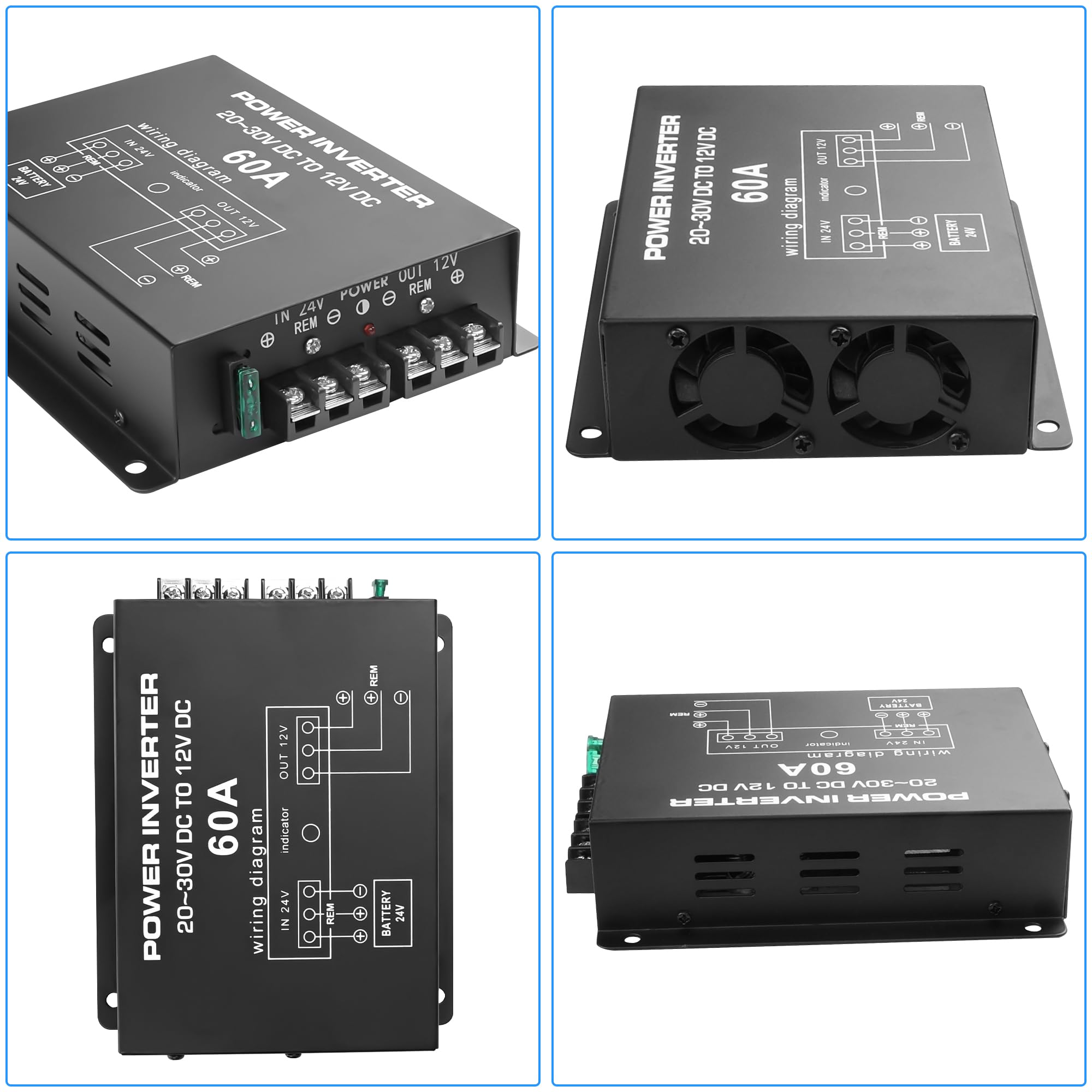 MEIRIYFA DC 24V zu 12V 60A Power Converter Inverter, DC Step Down 24V zu 12V 720W Große Stromversorgung Konverter Auto Spannung ElektroBuck Transformer Reguler Reducer Konverter