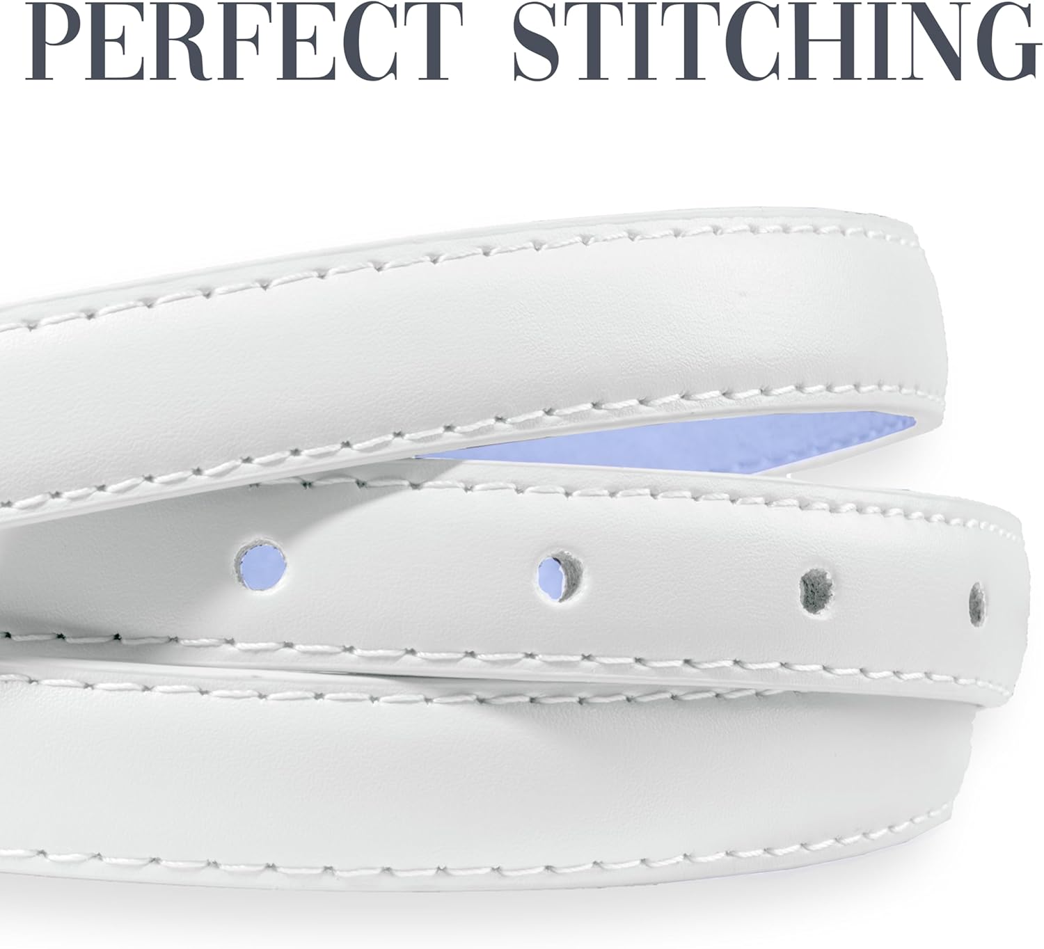 Belle Donne Belt Women, Skinny Dress Belt, Silver Polished Buckle, For Womens Clothes and Fine Dresses, Classy Style - Image 3