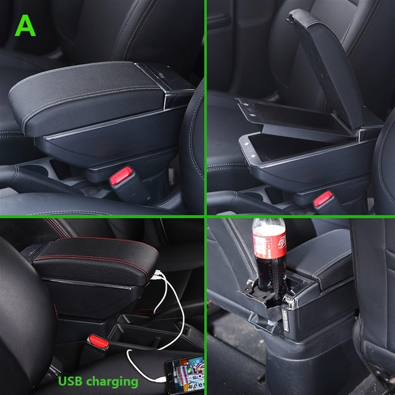 Pasuje do Chevrolet Spark podłokietnik ze schowkiem dla Chevrolet Spark III Aveo T200 schowek w podłokietniku samochodowym części do wnętrza samochodu akcesoria (Material : B2 Black line 7USB)