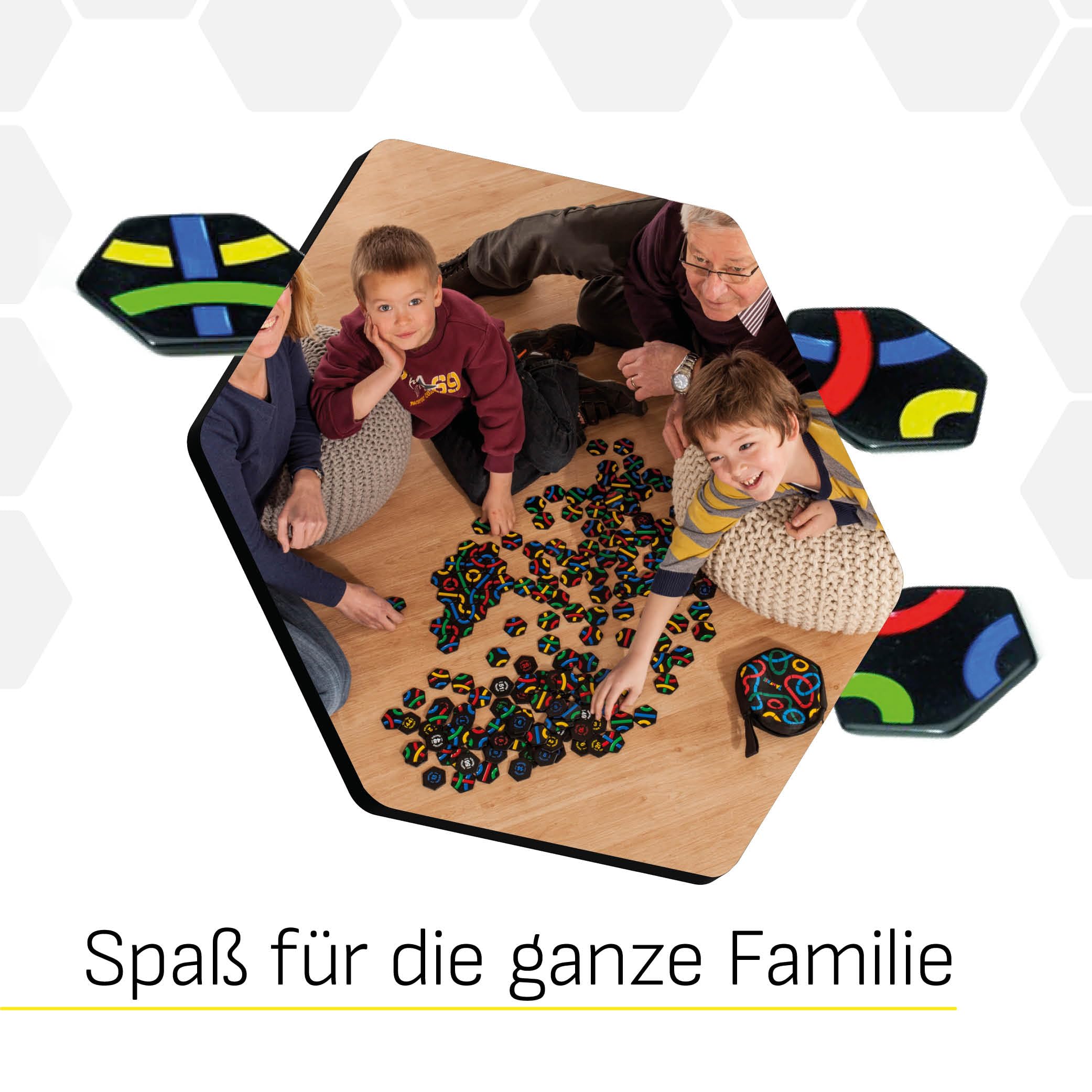 Tantrix Strategiespiel Game Pack - Schwarze Spielsteine + Mitnahmebeutel - Denkspiel, Puzzlespiel, Legespiel, Partyspiel, Familienspiel mit Logik Rätseln für 1-6 Spieler - Knobelspaß für Groß & Klein