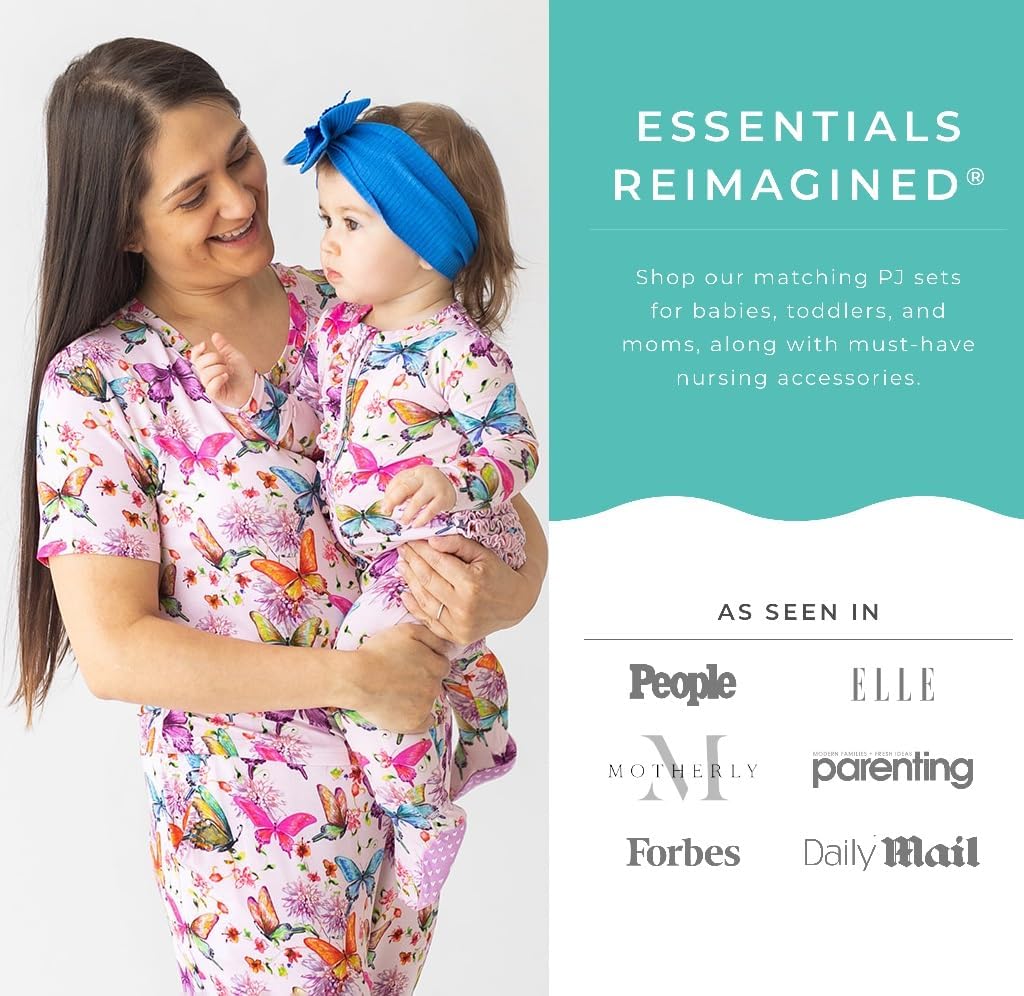 Posh Peanut Convertible Baby Sleepers - Footless Baby Pajamas with 2 Way Zipper for Easy Diaper Changes (Preemie) Watercolor Butterfly - Image 5