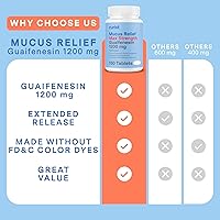 Vista 5 de Curist Guaifenesina 1200 mg comprimidos de liberación prolongada – 300 unidades de alivio de moco comprimidos de 1200 mg – Reduce el moco