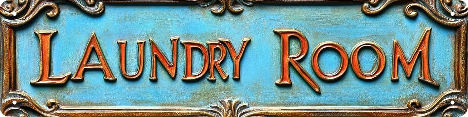 peiyeety Vintage Metal Tin Sign Decorative Wall Art Laundry Room Themed Sign, Rustic Style, Durable Waterproof Rustproof, For Home, Home Decor, Utility, Easy To Mount, 4x16 Inch