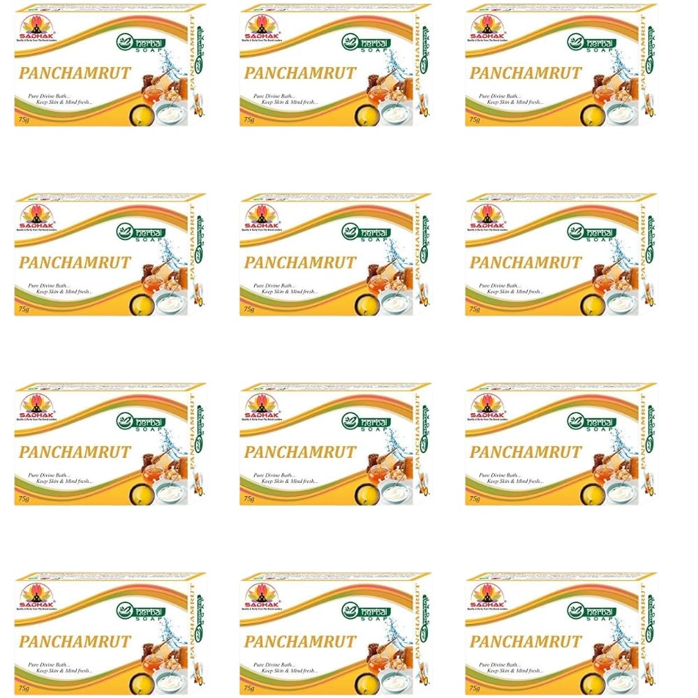 Sadhak Panchamrut Soap | Ayurvedic Bath Soap | Deep Cleansing & Nourishing | 75g Each (Pack of 12)-image-43