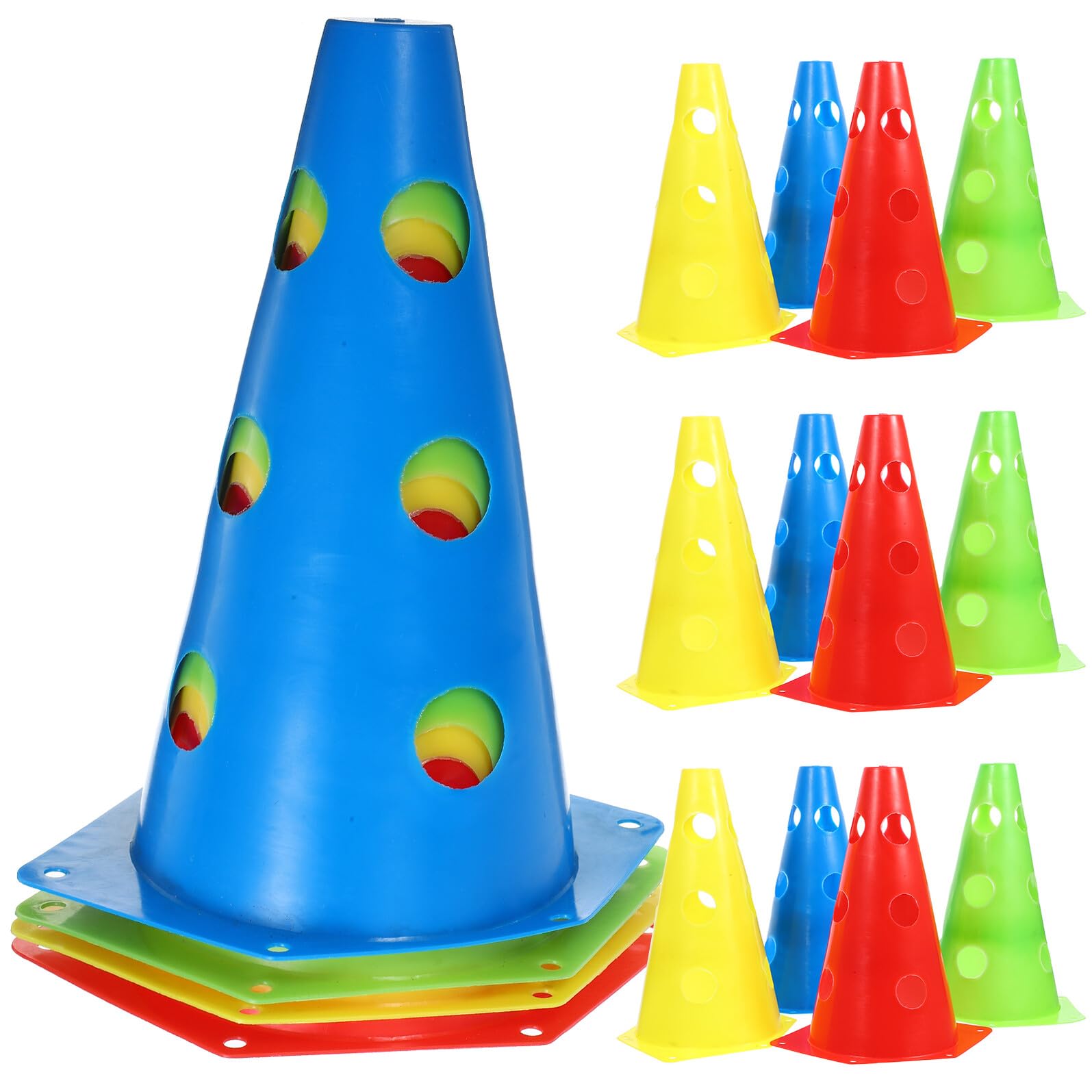 Gatuida 24 Conos de Entrenamiento para Fútbol y Deportes Conos de Plástico PE Resistentes y Duraderos Colores Brillantes Amarillo Rojo Azul Verde para Agilidad y Coordinación