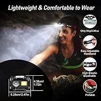 Vista 8 de Blukar - Linterna frontal LED recargable, 2000 lúmenes, súper brillante, regulable, con sensor de movimiento - 8 modos, luz puntual y de inundación