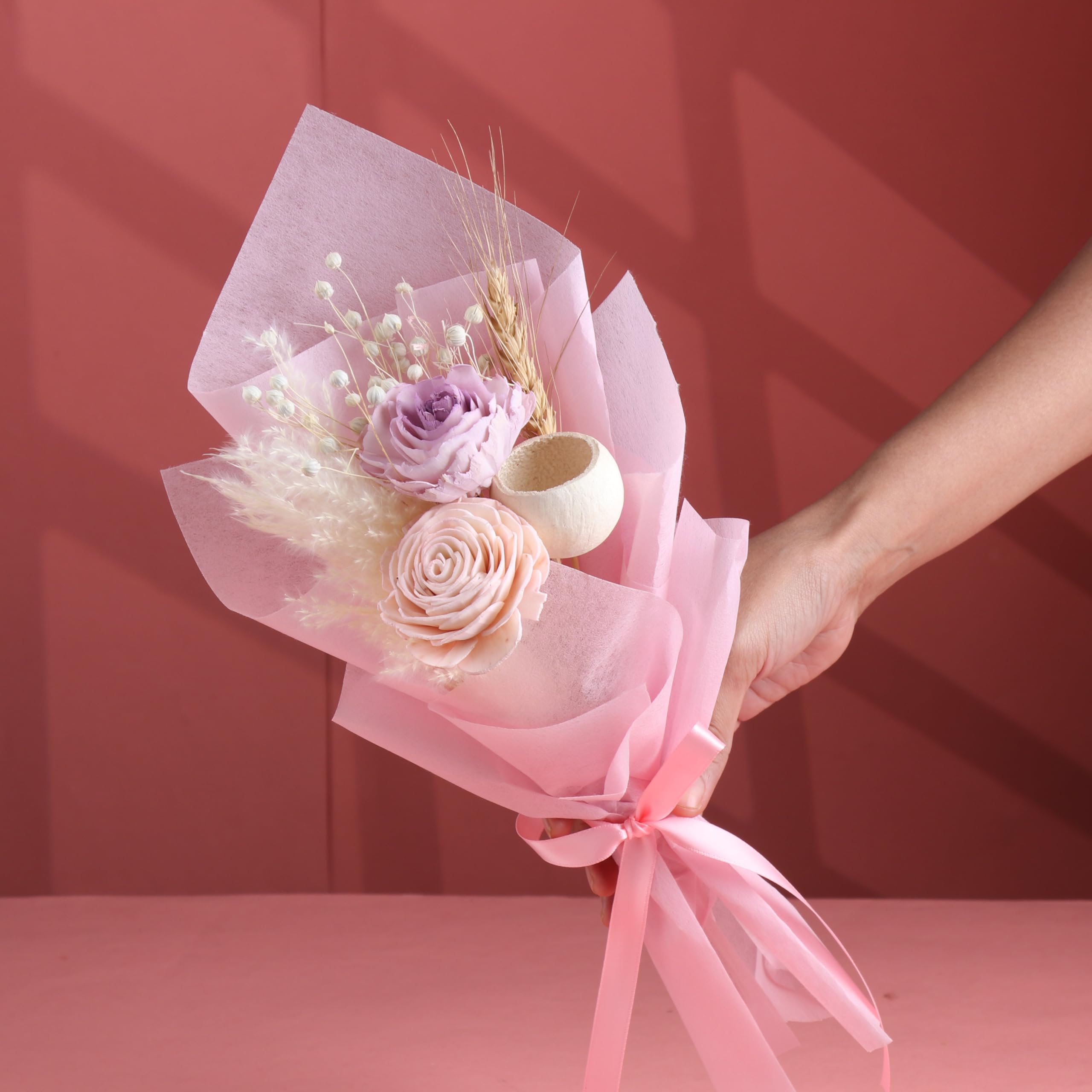 FlowerAura Premium Natural Dried Flower Bouquet of Sola Beauty 2 Roses with Fillers | Gift for Valentine’s Day, Birthday, Anniversary | Eco-Friendly Flowers for Table & Home Decor & Craft Items-image-49