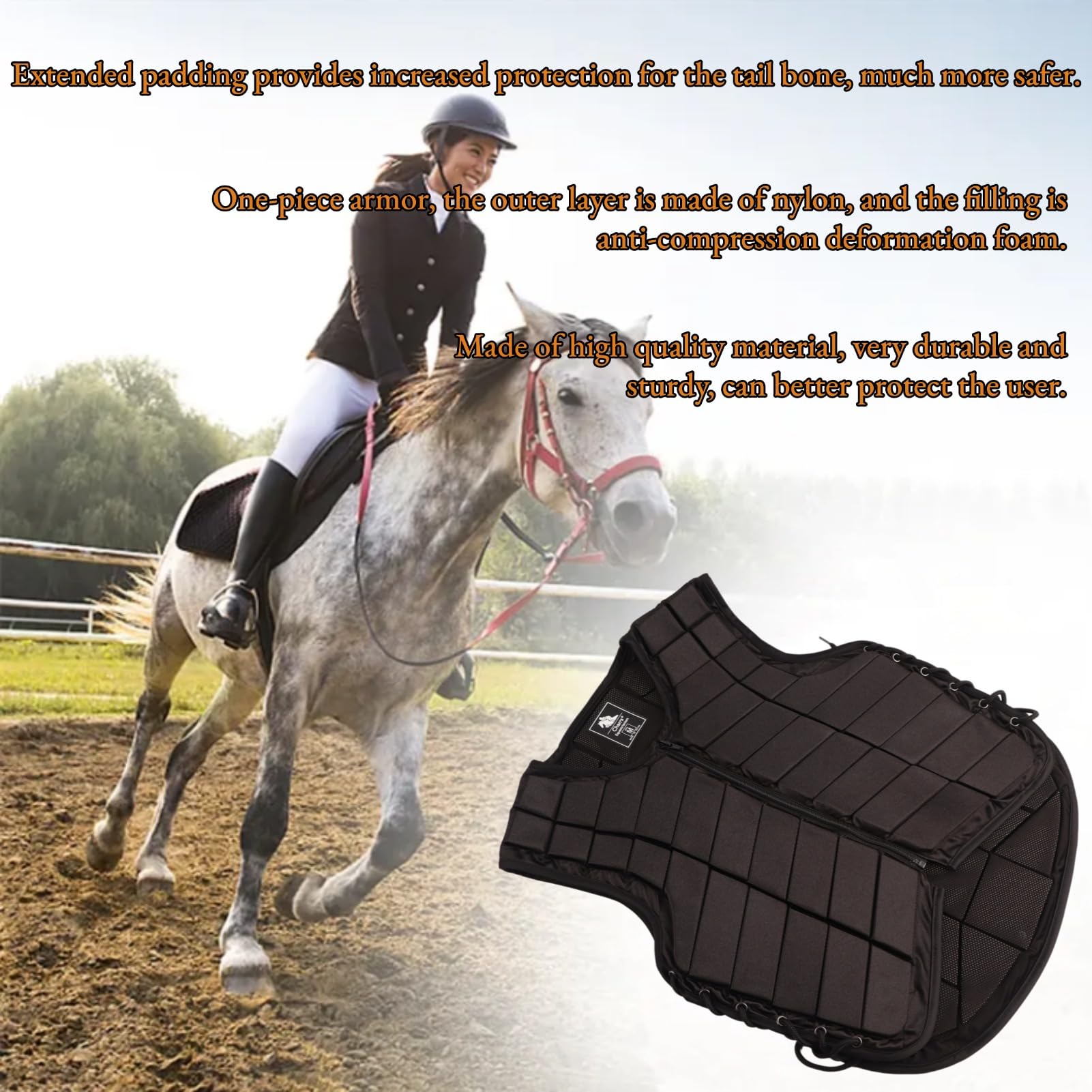 Reitweste Schutzweste für Erwachsene mit Reitschutz und Körperschutz für Sicherheit beim Reiten Horse Riding Vest Protective Riding Vest Équipement de Protection