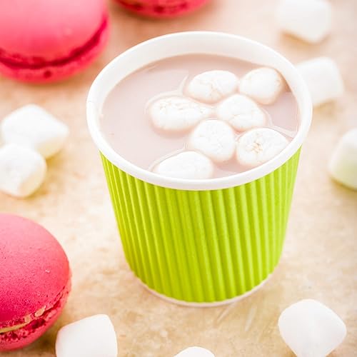 Vista 49 de Vasos de café de papel aislado de pared corrugada, 8 oz, Anaranjado