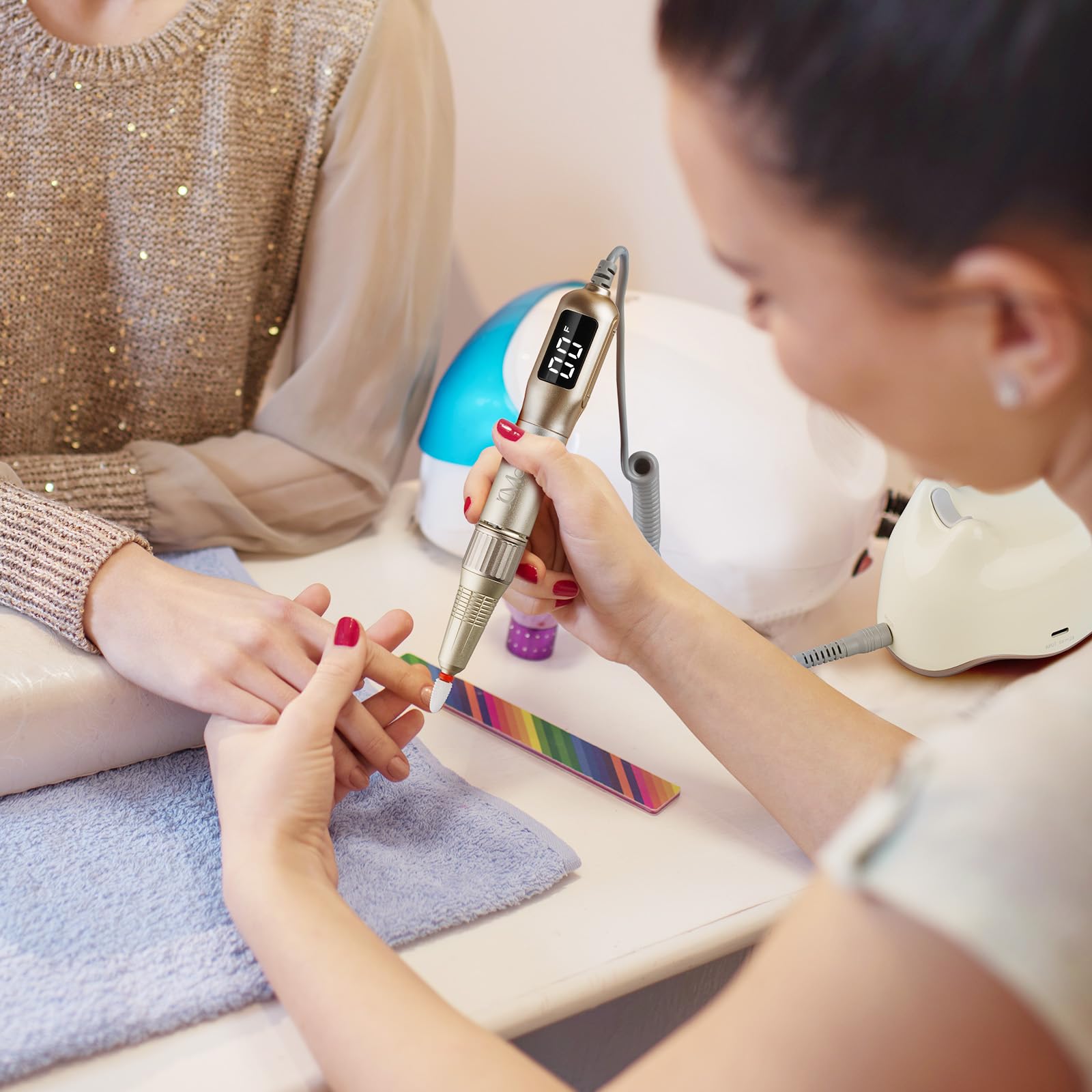 JCMaster Nagelfräser mit LED-Anzeige, Profi Nagelfräser Set für Gelnägel Acrylnägel, elektrische Nagelfeile für Anfänger und Profis, Maniküre- und Pediküre-Set für Zuhause und Nagelstudios