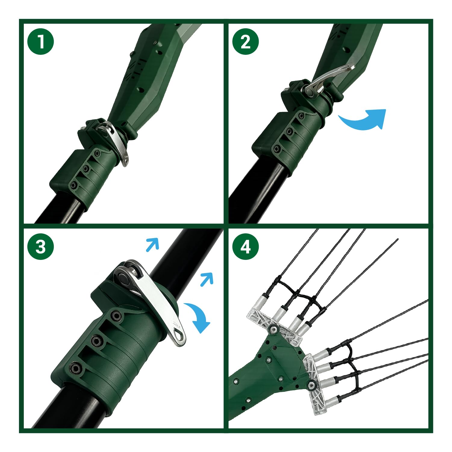 Crisalide® Vareador eléctrico para aceitunas TWIST-12 – Agitador 12 V 140 W Brushless con barra telescópica 2,3 – 3,0 m, peines de fibra de carbono y cable de 15 m – Recolector de aceitunas