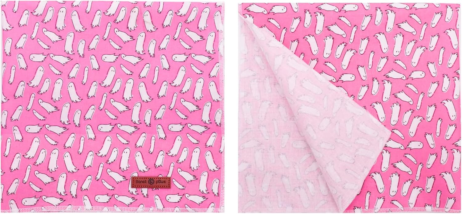 Lionet Paws Halloween Dog Bandana for Small Medium Large Dogs Cat Dog Kerchief Dog Triangle Bibs Scarf for Girl or Boy Pink Ghost - Image 5