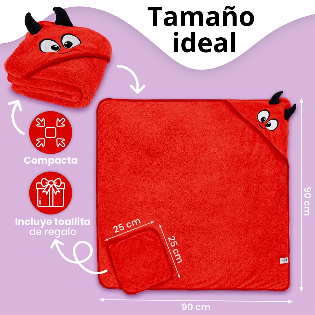 Toalla Bebe con Capucha - Capa de Baño Bebe - Albornoz Bebes talla 0 a 4 años - Regalos para Recien Nacidos Originales - Unisex de Niño y Niña - Toallas Niños Piscina y Playa - Toalla Niño Baño (Rojo)