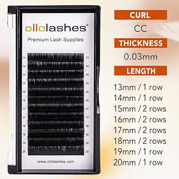 Eyelash Extension CC Curl 0.03 Mix5-8mm + Mix13-20mm Super Matte Classic Lash Extensions Professional Supplies for Lash Techs
