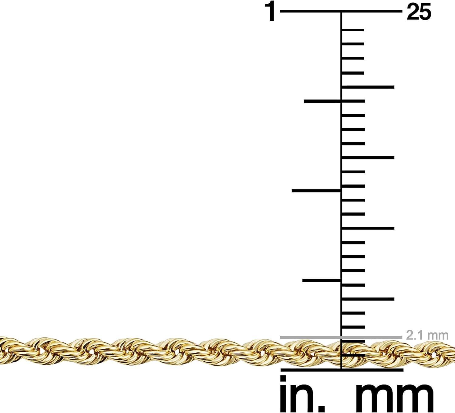 Kooljewelry Solid 14k Yellow Gold Filled Rope Chain Necklace for Men and Women (2.1 mm, 3.2 mm, 4.2 mm or 6 mm) - Image 4