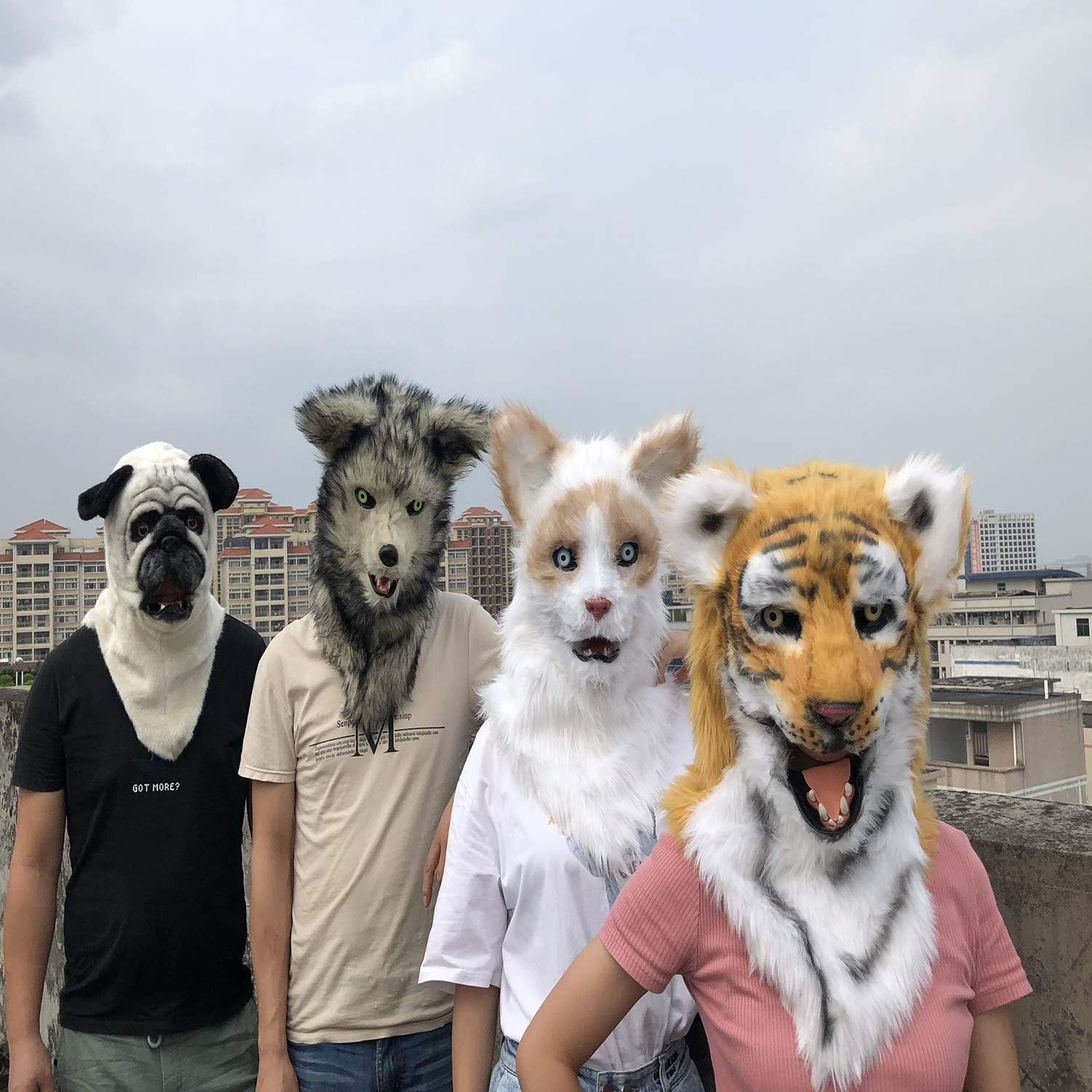 Realistic Mouth Mover Wolf Mask for Halloween Party Costume Plush Moving Mouth Jaw Fursuit head Werewolf Mask Adult (Wolf)