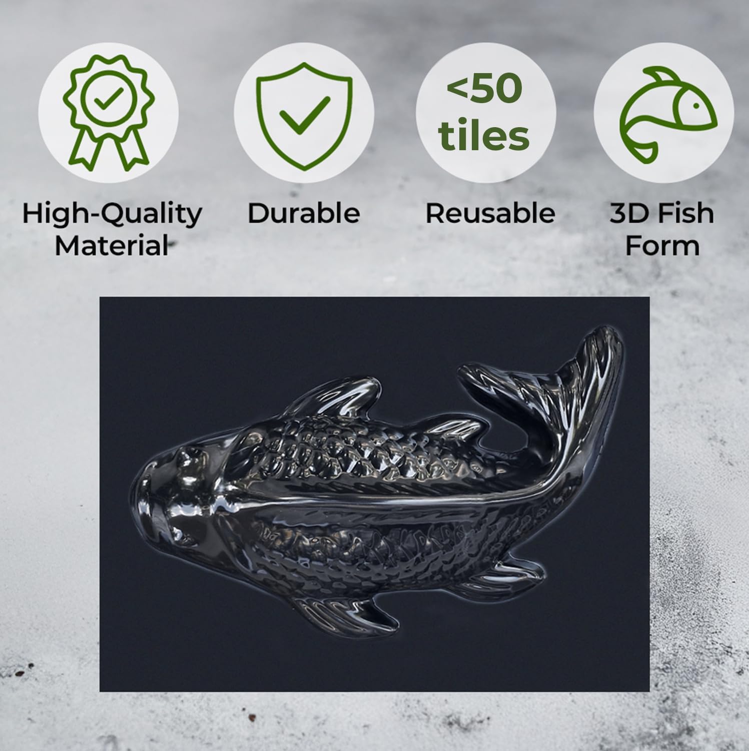 3D Cement Mold Fish Plastic ABS 2mm - Plastic Molds for Concrete - Aquarium Mold - Cement Molds for Concrete Animals Reusable