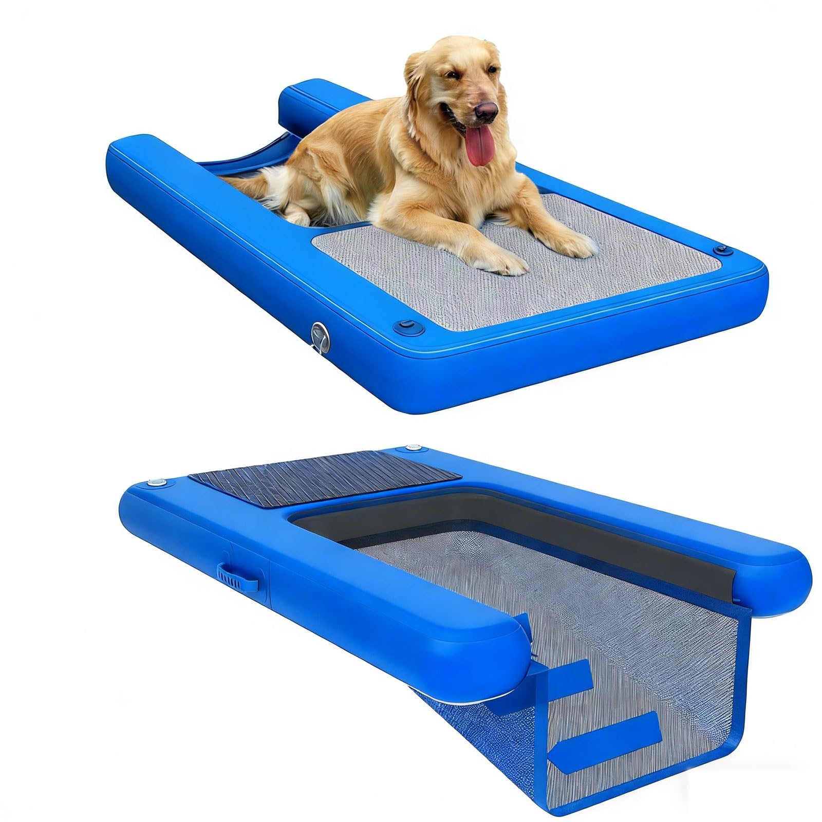 Flotteur chiens quai flottant rigide bleu pour sécuriser la baignade